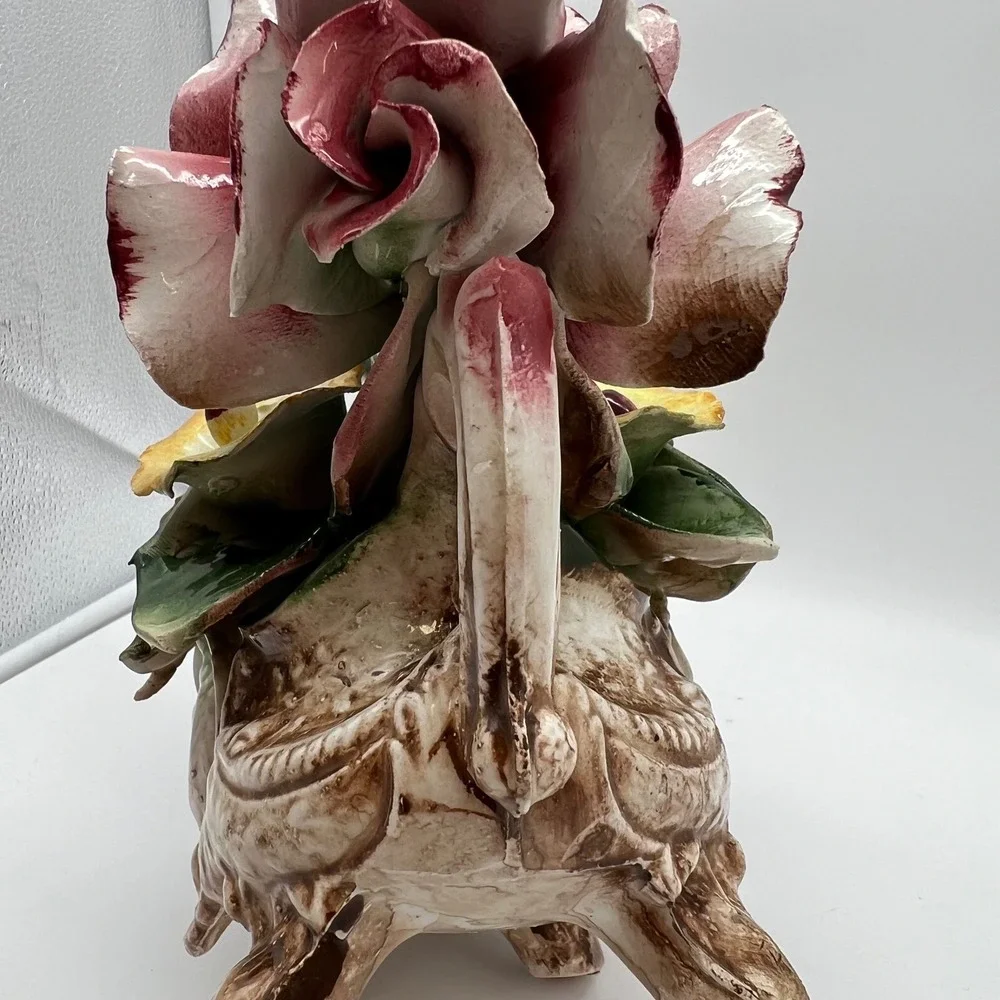 Capodimonte Italy Handcrafted Porcelain Floral Centerpiece Bowl Original Tag